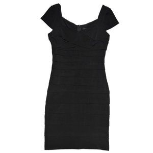 White House Black Market Womens Dress 6 Small Black Short Sleeve Bandage